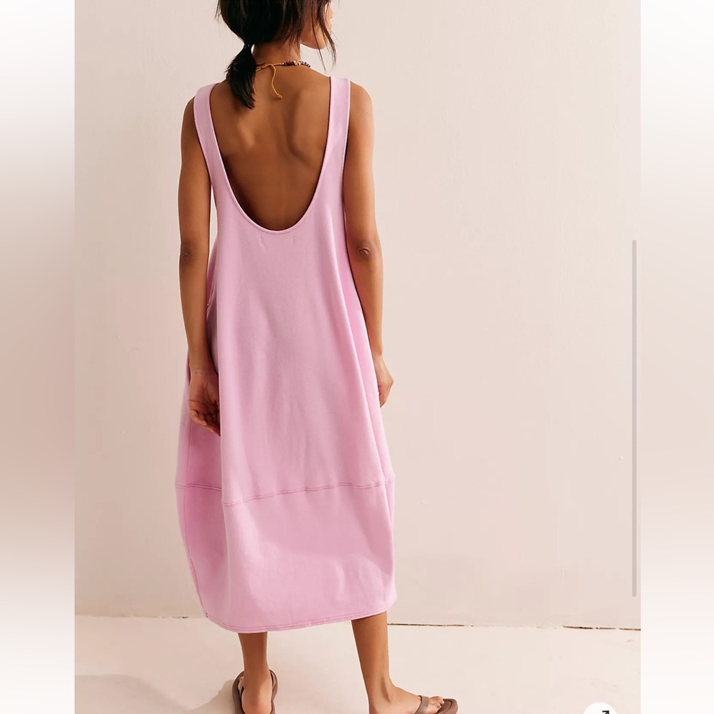 Free People FP Beach Perth Barrel Tee Midi Dress Large in Festival Bloom Pink - Picture 2 of 10